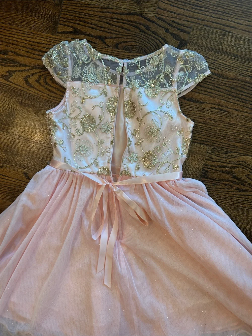 Embellished Blush Pink Tulle High-Low Party Dress for Girls